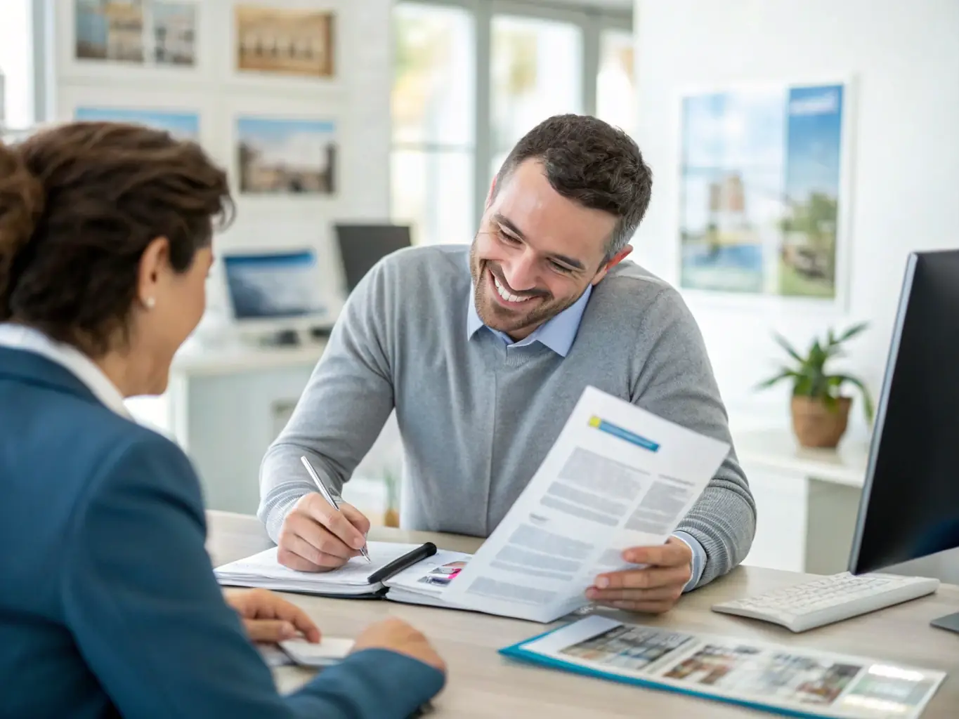 A supportive image of a licensed insurance agent helping a client choose the right policy, emphasizing the personalized assistance provided by My Final Policy.