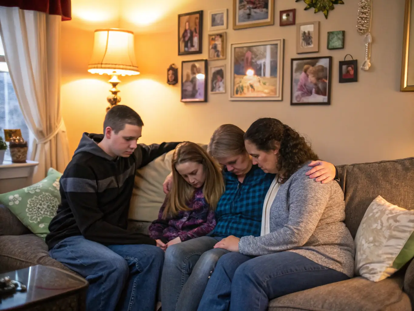 A comforting image of a family receiving support after the loss of a loved one, emphasizing the peace of mind that My Final Policy provides through its final expense insurance.